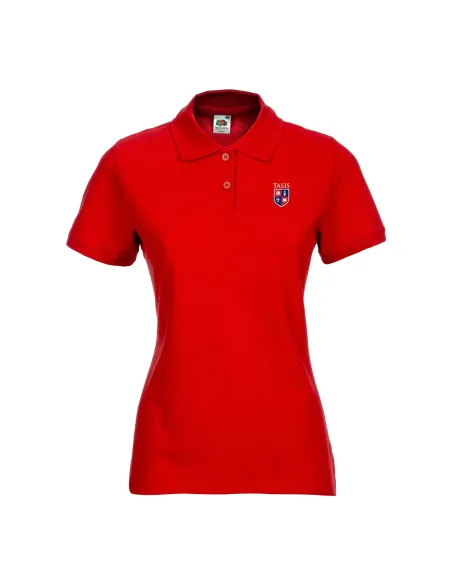 Lady-fit short-sleeved polo - red