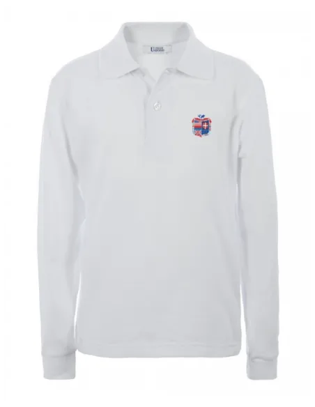 Polo bianca a manica lunga (35% cotone)