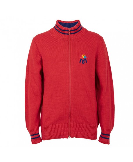 Cardigan zip rosso in cotone