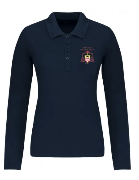 Long sleeved girl fitted blue polo