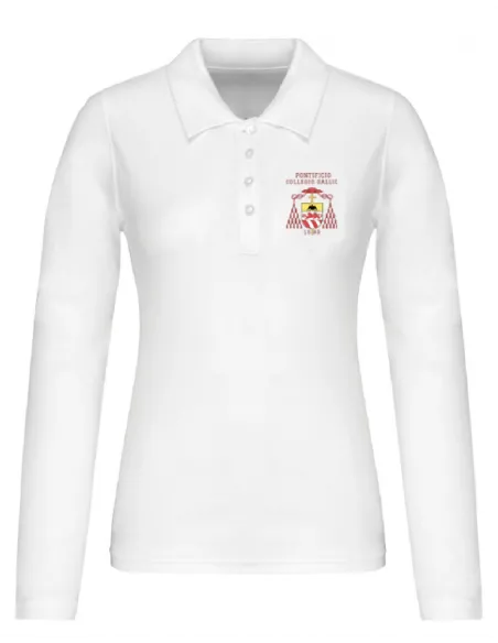 Long sleeved girl fitted white polo