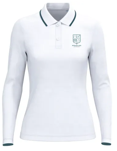 Long-sleeved polo female-fit white