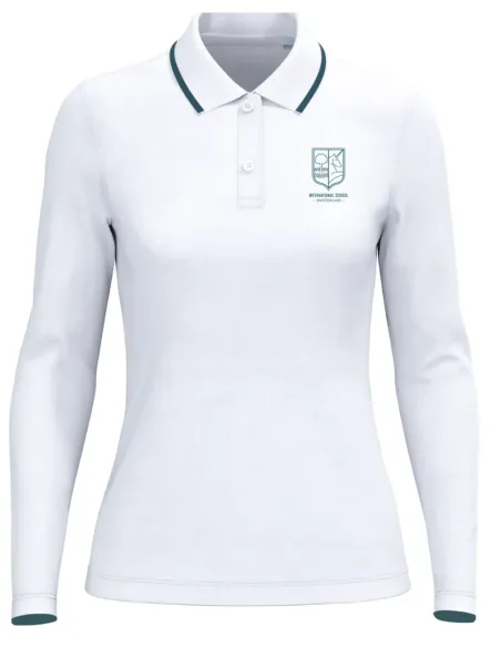 Long-sleeved polo female-fit white
