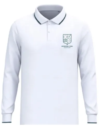 Long-sleeved polo unisex white