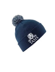 Pom pom beanie blue and gray