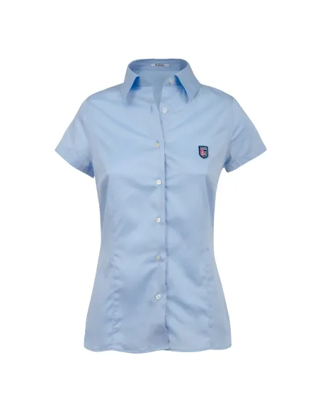 Crested girl short sleeves oxford shirt - light blue
